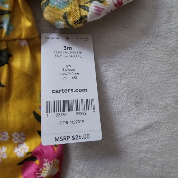 Brand new Carters brand floral pant set for baby girl - Picture 5 of 6